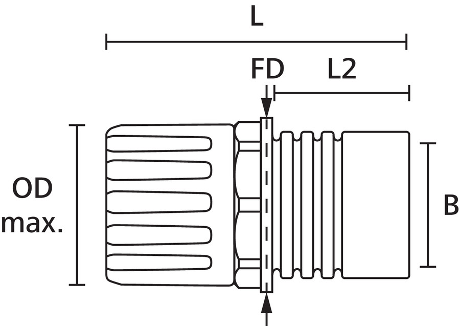 HellermannTyton - Hulpstuk voor geribde kunststof kabelbeschermslang - HG21-R42 PA66 BK 3 166-25010 
