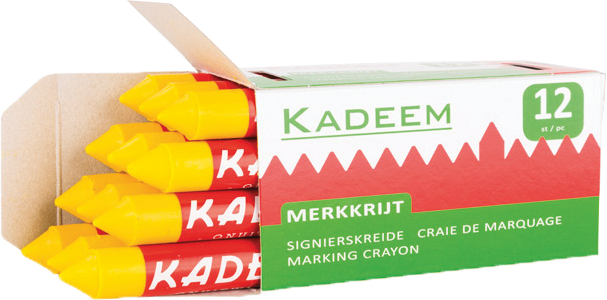 Kadeem merkkrijt geel 12st Kadeem merkkrijt geel 12st